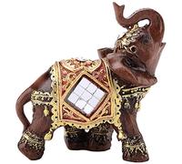 Statua ornamentale a forma di elefante in resina, misura media, con venature del legno, decorazione unica per la casa per prosperità e buona fortuna