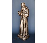 Statua Padre Pio 'benedicente', alta cm50 in resina-polvere di marmop, dipinta effetto bronzato