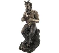 Statua Panas / Pan seduta sulla roccia bronzo fuso a freddo e resina 25...