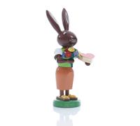 Statua Pasqua Coniglio Con Cuore E Bouquet di Fiori Altezza Circa 9 CM Nuovo
