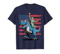 Statua Patriottica Dino Liberty 4 luglio bambino bandiera USA Maglietta