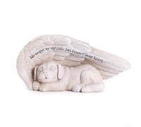 Statua per cane Angelo per giardino per solare LED Resina Statua | Luce per solare automatica, pietra rustico, resina , per tributo amorevole, serena