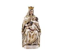 Statua Religiosa Della Vergine Della Gioia, 15 Cm, Seduta, In Resina Color Crema.