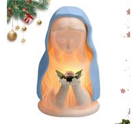 Statua religiosa della Vergine Maria con luce notturna, decorazione artigianale di preghiera, figura di illuminazione per preghiera devozionale per Natale, compleanno, asilo nido, camera da letto