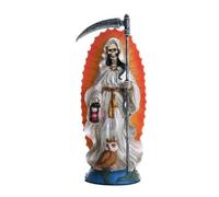 Statua religiosa di Santa Muerte Santa Muerte Santa Morte in piedi, 18 cm, tunica bianca purificazione Santisima Muerte scultura