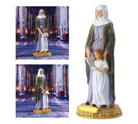 Statua religiosa vintage in gesso di Sant'Anna con bambino Vergine Maria