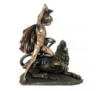 Statua resina bronzata Bellerofonte vs Chimera 25x ht32cm Italfama Firenze
