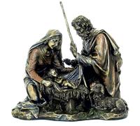 Statua resina bronzata la nativita cm.21 italafama Firenze SR74146