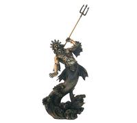 Statua resina bronzata Poseidone con tridente cm.34 Italfama Firenze