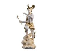 Statua romana Hermes Mercury Dio Zeus Figlio Alabastro tono oro 22,9 cm
