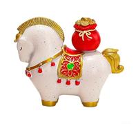 Statua rotante a cavallo cinese in resina, decorazione per Capodanno, mascotte fortunata, statuetta per casa, ufficio, scrivania, mensola, espositore, colore bianco (3)