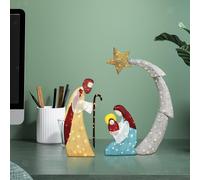 Statua Sacra Famiglia Stakes Garden Decor Presepe Set di Statuette per