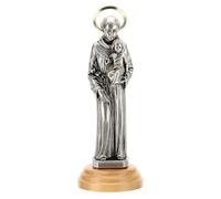 Statua Sant'Antonio Legno ulivo e zama Base Tonda 12 cm