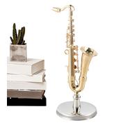 Statua Saxofono - Mini Sassofono Dorato Decorativo | Strumento Musicale In Con Supporto E Per Decorazione Casa Casa Bambole Regalo Per Adulti E Bambini