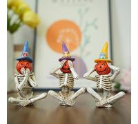 Statua Scheletro Di Halloween - Scheletro In Stile Scuro In Resina E Design Di , Statue Di Halloween | Vedi Speak Hear No Evil Skeleton Per Il Salotto Di Balcone Da Giardino Shelf Haunted House D