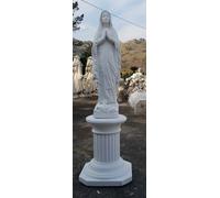 STATUA SCULTURA DELLA MADONNA DI LOURDES CON BASE COLONNA H128 CM PER ESTERNO