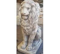 STATUA SCULTURA LEONE GRIGIO 80 CM PER ESTERNO DA GIARDINO IN CEMENTO MARMO