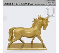 Statua scultura soprammobile cavallo al galoppo oro cm ST25196