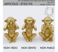 Statua scultura soprammobile tre scimmie scimmiette Non vedo Non sento Non parlo