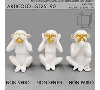 Statua scultura soprammobile tre scimmie scimmiette Non vedo Non sento Non parlo