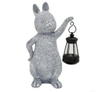 Statua solare da giardino a forma di coniglio con sensore di luce integrato e LED, fornisce una luce morbida dopo il tramonto, realizzata in resina di lunga durata (energia solare di coniglio)