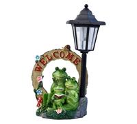 Statua Solare Da Giardino A Forma Di Rana Esterni Famiglie In Resina Con Decorazioni Decorative Impermeabile Dipinta A Mano Con Lanterna A LED For Vialetti,Cortili,Prati,Regalo Di Inaugurazione