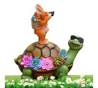 Statua solare da giardino - Affascinanti da giardino, decorazione per esterni per la notte, luce da sentiero con coniglietto tartaruga, statua a forma di coniglietto, statuetta di animale per