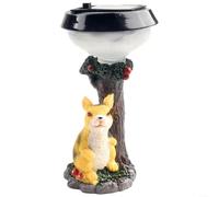 Statua solare da giardino con animale in resina, ornamento con gattini o cane sul pozzo, decorazione per esterni con luce LED per patio, prato, sentiero, 12 cm (C)