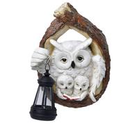 Statua solare del giardino di tre gufi, resina automatica della luce | Statuetta per paesaggio esterno, resistente alle intemperie, in stile americano, decorazione artistica per patio, prato
