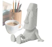Statua Stampata In 3D - Statuetta Mobile Snodata Con Testa 'Isola Di Pasqua | Piccola Scrivania Rustica Da 3,2 Pollici Per Ufficio E Libreria | Divertente Ornamento Da Tavolo Realizzato A Man