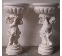 STATUA STATUE COPPIA PUTTI PORTAVASO CEMENTO MARMO ARREDO DA GIARDINO NO PIETRA
