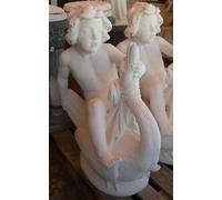 STATUA STATUE PUTTO SU CIGNO NOVITA' ARREDO DA GIARDINO NO PIETRA POLVERE MARMO