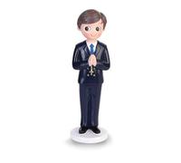 statua STATUINA in resina COMUNIONE o cresima BAMBINO in preghiera - topper centrotorta bimbo con abito vestito blu - ideale come decorazione torte e dolci