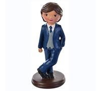 statua STATUINA topper centrotorta COMUNIONE o cresima MASCHIO uomo - bimbo bambino con smoking vestito blu - ideale come decorazione torte e dolci