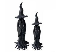 Statua strega mistica nera della foresta, statua di strega mistica gotica per Halloween, decorazione per esterni per interni di Halloween (grande e piccola)