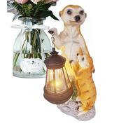 Statua Suricate - Decorazione Esterna Madre E Bambino Suricati Con Lanterna Solare | Statuetta Da Collezione Per Decorazioni Artistiche Di Patio, Prato E Corte.