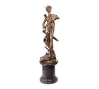 Statua vittoriosa in bronzo di Diana Artemis su base in marmo - Grande scultura della dea greca - Arte in bronzo a cera persa artigianale per casa, galleria e collezione