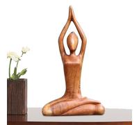 Statua Yoga - Elegante Statuina di Donna in Meditazione, Scultura Spirituale in Legno | Ornamento con Dettagliata, Mindfulness Artistica con Angolo Zen, Espositore per Studio Yoga, per Casa, Giar