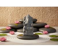 Statua Zen Ganesha in ceramica - Prosperità e saggezza - altezza 24 cm.