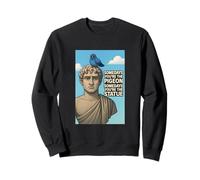 Statue and Pigeon Quotes Wise, Luck Illustration Graphic Felpa