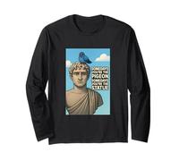 Statue and Pigeon Quotes Wise, Luck Illustration Graphic Maglia a Manica