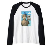 Statue and Pigeon Quotes Wise, Luck Illustration Graphic Maglia con Maniche Raglan