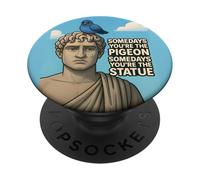 Statue and Pigeon Quotes Wise, Luck Illustration Graphic PopSockets PopGrip Adesivo