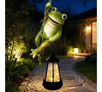 Statue da giardino a energia solare, rana da appendere su una vite con lanterna albero Hugger statuetta luci per esterni cortile sculture d'arte portico balcone decorazione da parete, divertente