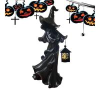 Statue da giardino all'aperto, messaggero inferno di Halloween con lanterna, statua in resina decorazione vintage con luce LED per giardino, , cortile, cortile, esterno, casa, feste, Halloween
