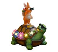Statue Da Giardino Lampada con Figura di Coniglio e Tartaruga in Resina | Scultura Animale Solare da Esterno per Giardino Cortile Terrazzo Sentiero Aiuola e Paesaggio