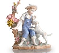 Statue da Ragazza in Porcellana Statue Ceramica Figurine per Cani da Compagnia Fiore, Decorazioni per la casa di Gatto in Ceramica, Decorazioni per Il Desktop per Figura d'Arte, Ornamenti per