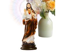 Statue De Jésus - Figurine De Résine Inspirante, Ornement Religieux Décoratif | Décor De Table Chrétienne Avec Artisanat Élé, Exposition De Prière Pour La Chambre, L'église Et Le Salon (2,95x8,27