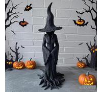 Statue de sorcière d'Halloween gothique de 50 cm - Figurines de magicien rétro en résine - Figurine fantaisie sombres - Décoration de table pour la maison, les vacances et l'intérieur