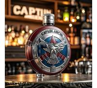 Statue Decanter Whisky, Bottiglia di vino decanter a scudo da 300 ml, scultura a forma di scudo da capitano eroe, set da vino portatile, regalo perfetto, adatto a tutti i liquori(B)